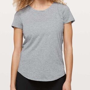 Lululemon Love Crew III Modern Stripe Heathered Medium Grey White